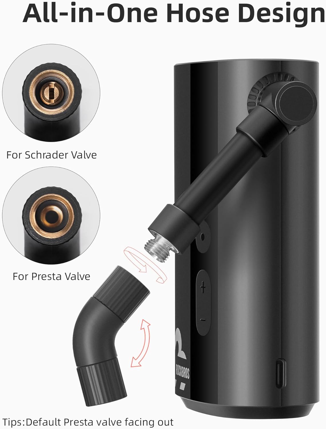 ROCKBROS 150PSI Mini Bike Tire Pump Fast Inflate Auto-Shutoff Digital Gauge - ROCKBROS