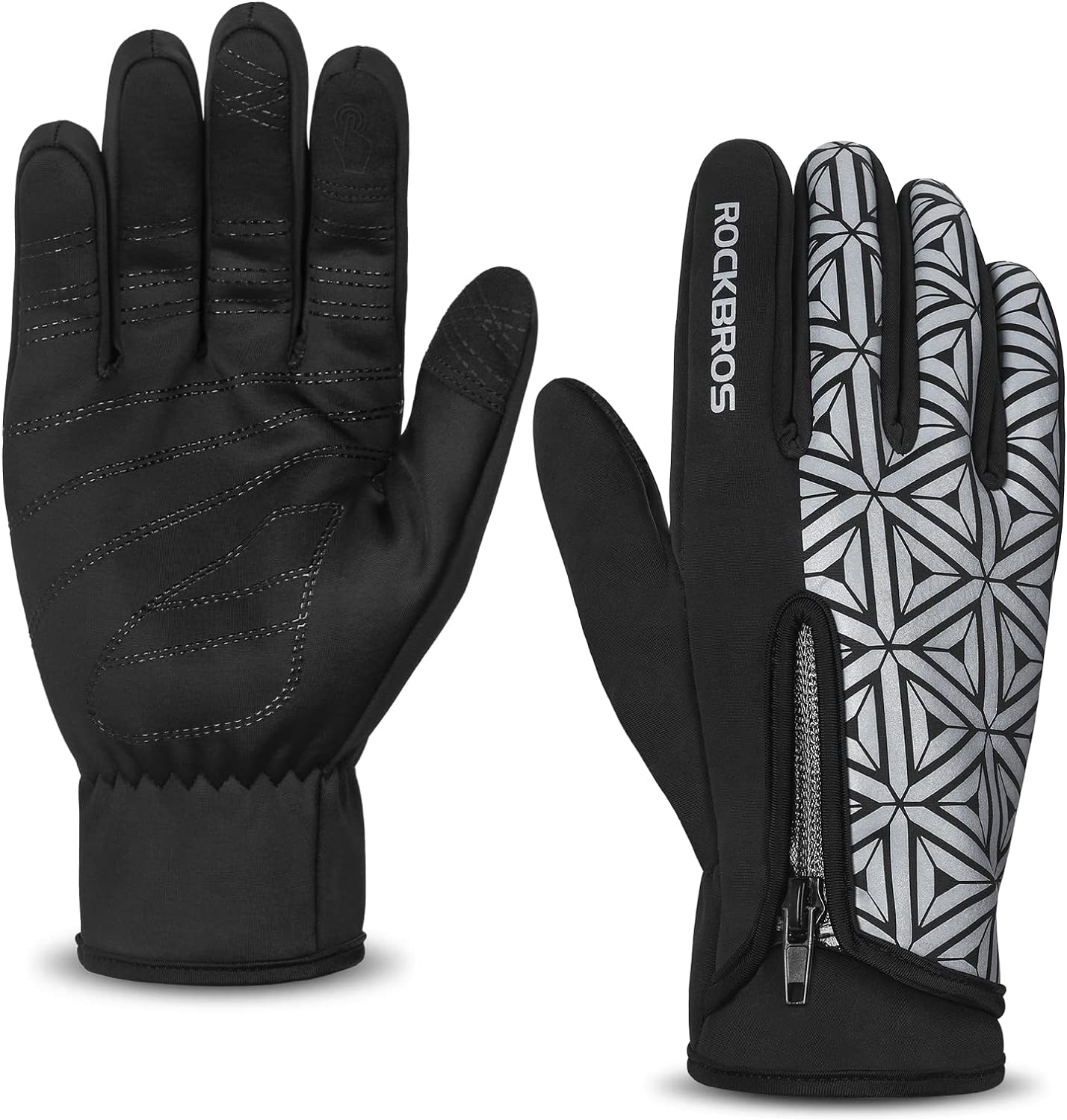 ROCKBROS Winter Cycling Gloves Double Layer Fabric Warm and Windproo