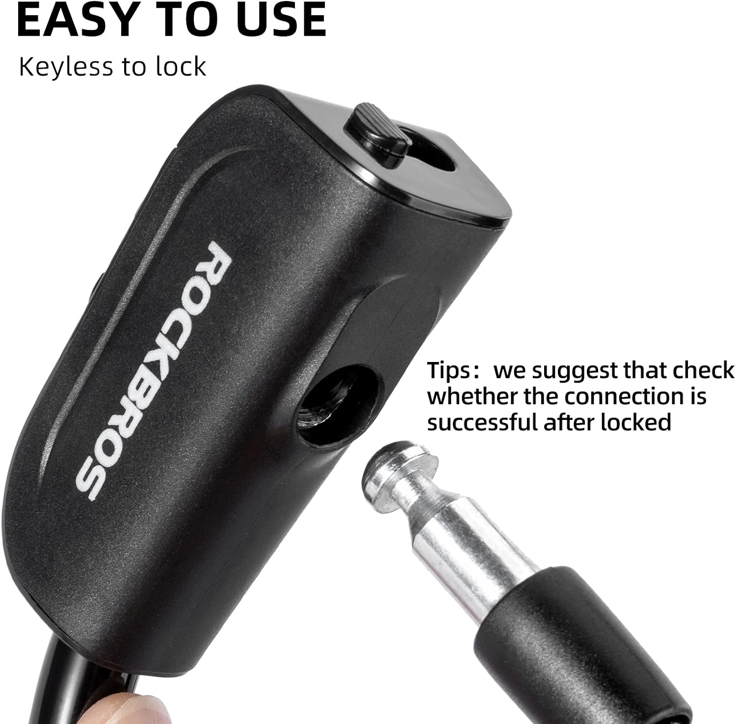 ROCKBROS 4ft Bike Cable Lock - Secure, Lightweight with Mounting Bracket - ROCKBROS