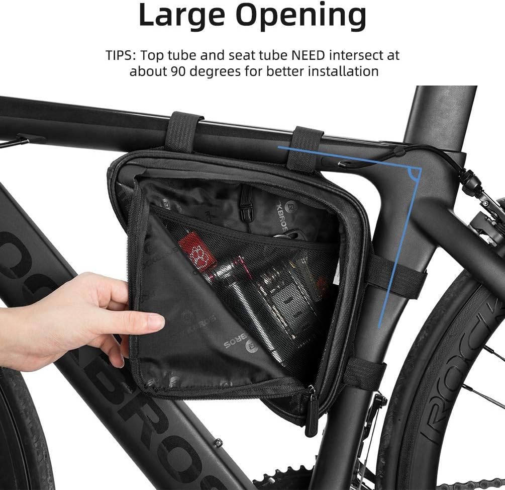 ROCKBROS Bike Triangle Frame Bag, with Two Side Pockets, 1.5L - ROCKBROS