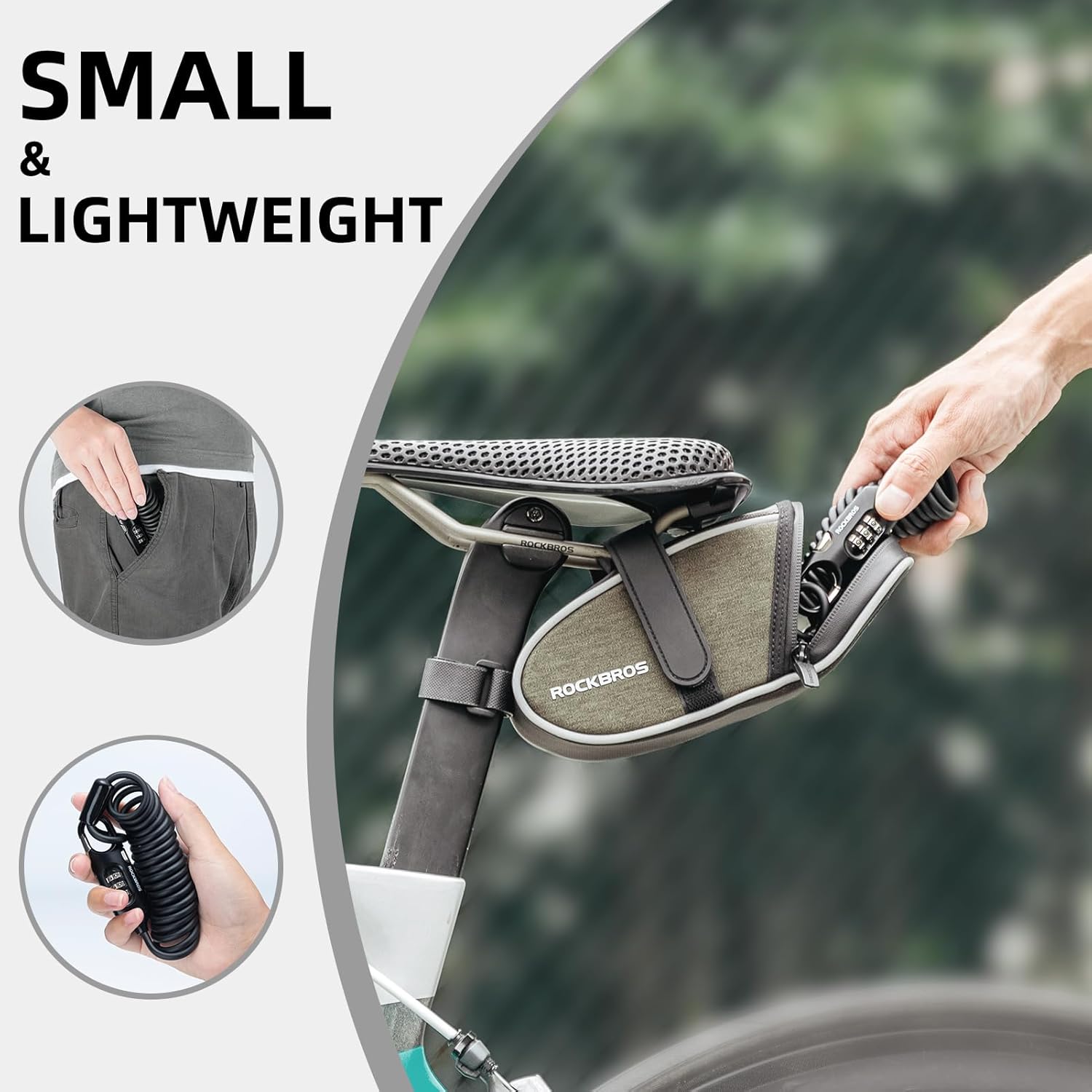 ROCKBROS Bike Lock Cable Combination Bicycle Lock - 6FT Long, Portable, Anti-Theft - ROCKBROS