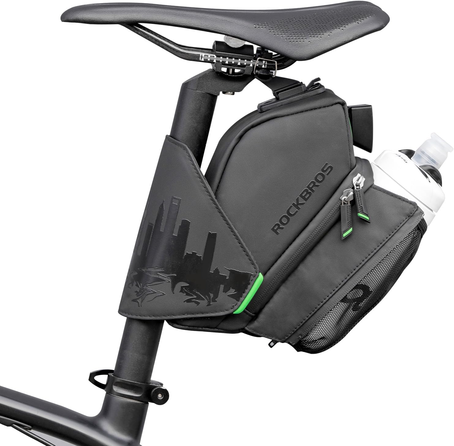 ROCKBROS Waterproof Bike Saddle Bag with Water Bottle Holder - ROCKBROS
