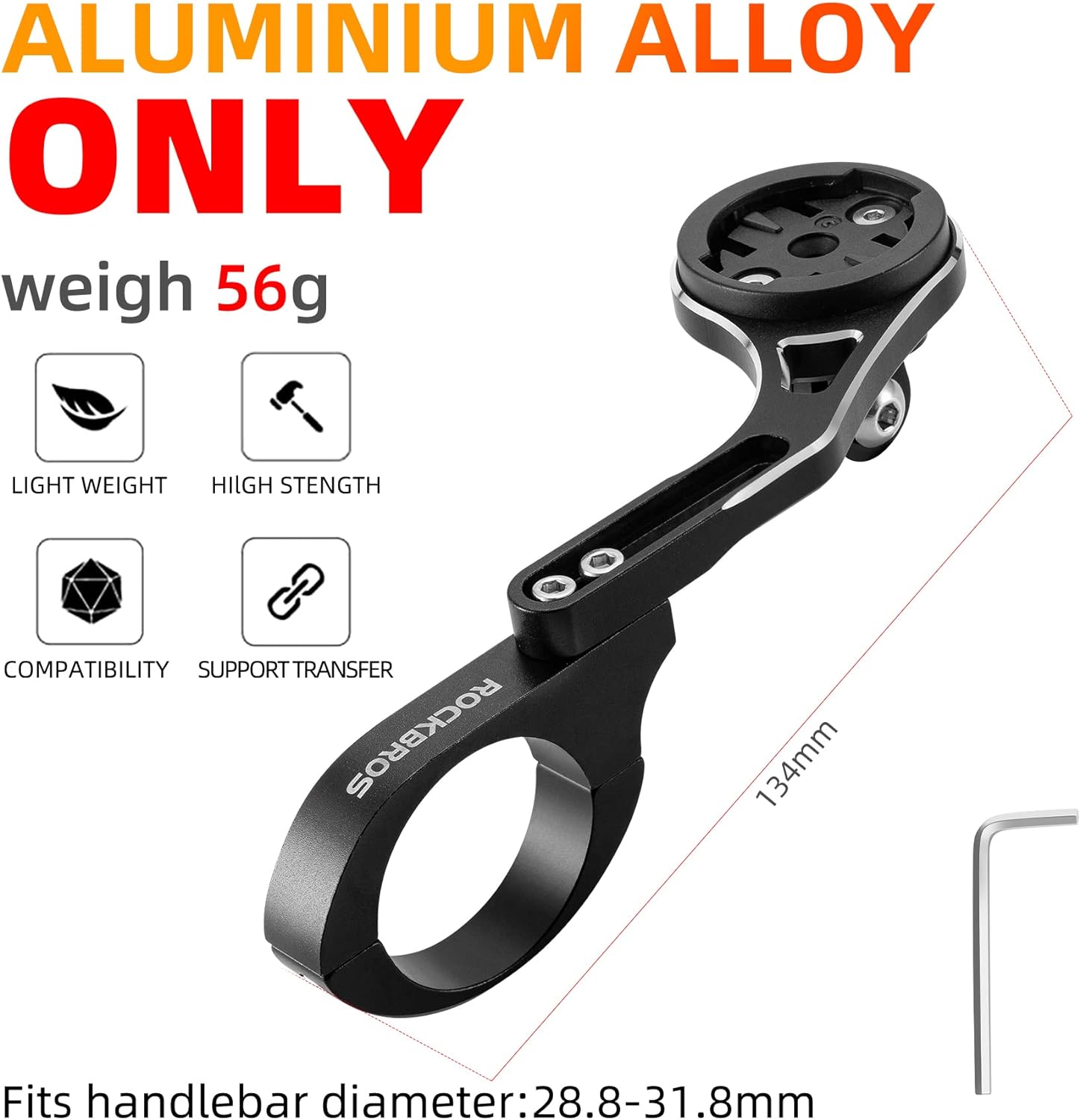 ROCKBROS Out Front Bike Mount Cycling Computer Mount Bike Handlebar 1.25''/ 31.8mm - ROCKBROS