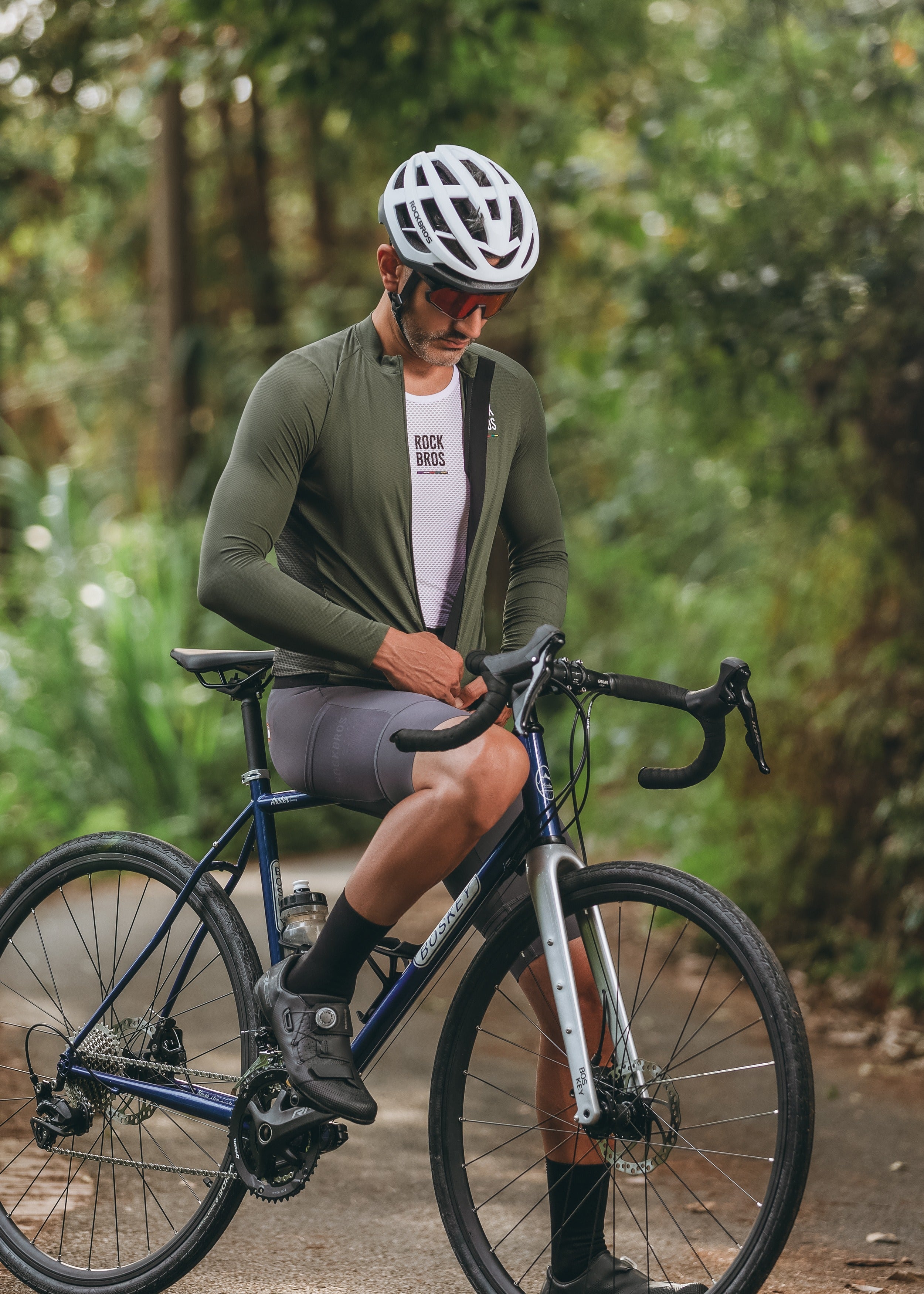 ROCKBROS Road-to-Sky Men's Cycling Long-Sleeved Jersey #Color_Army Green