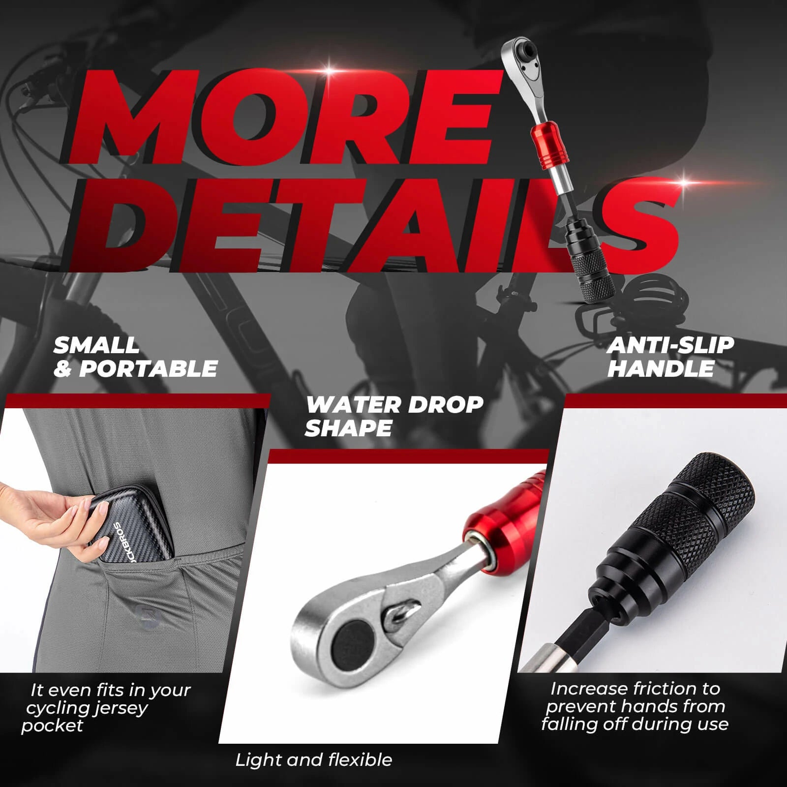 ROCKBROS 1/4-Inch Ratchet Socket Wrench Set 2.5-8mm Allen Hex Torx Sockets for Road Mountain Bike Maintenance