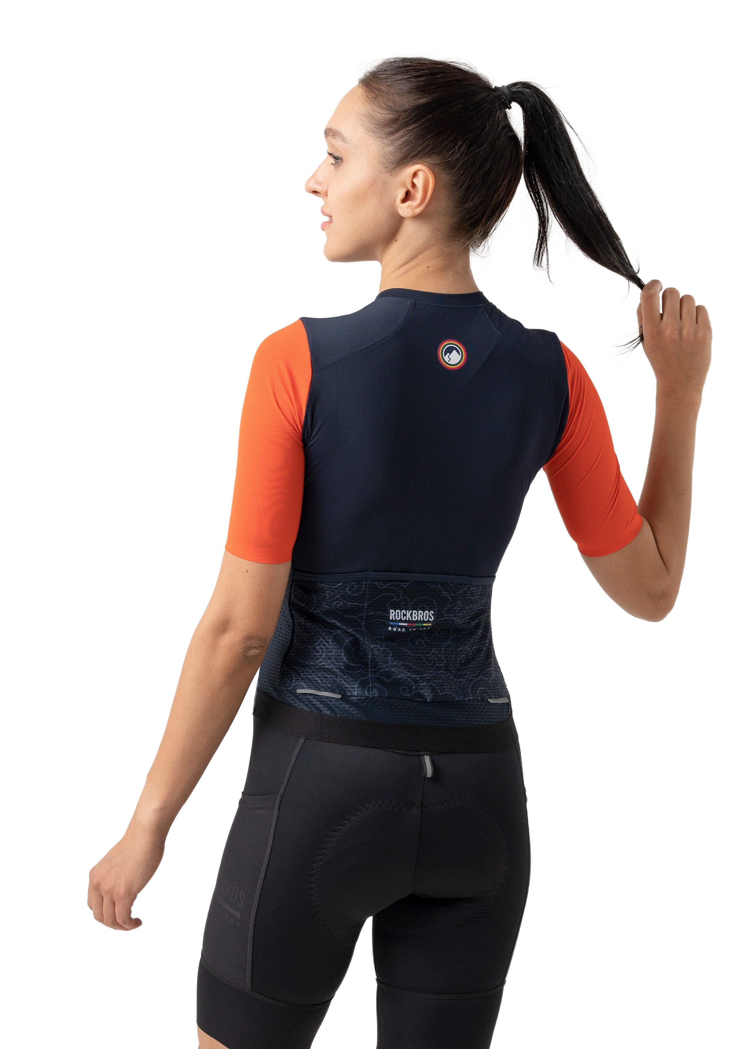 ROCKBROS Road-to-Sky Women's Cycling Short-Sleeved Jersey #Color_Navy Blue