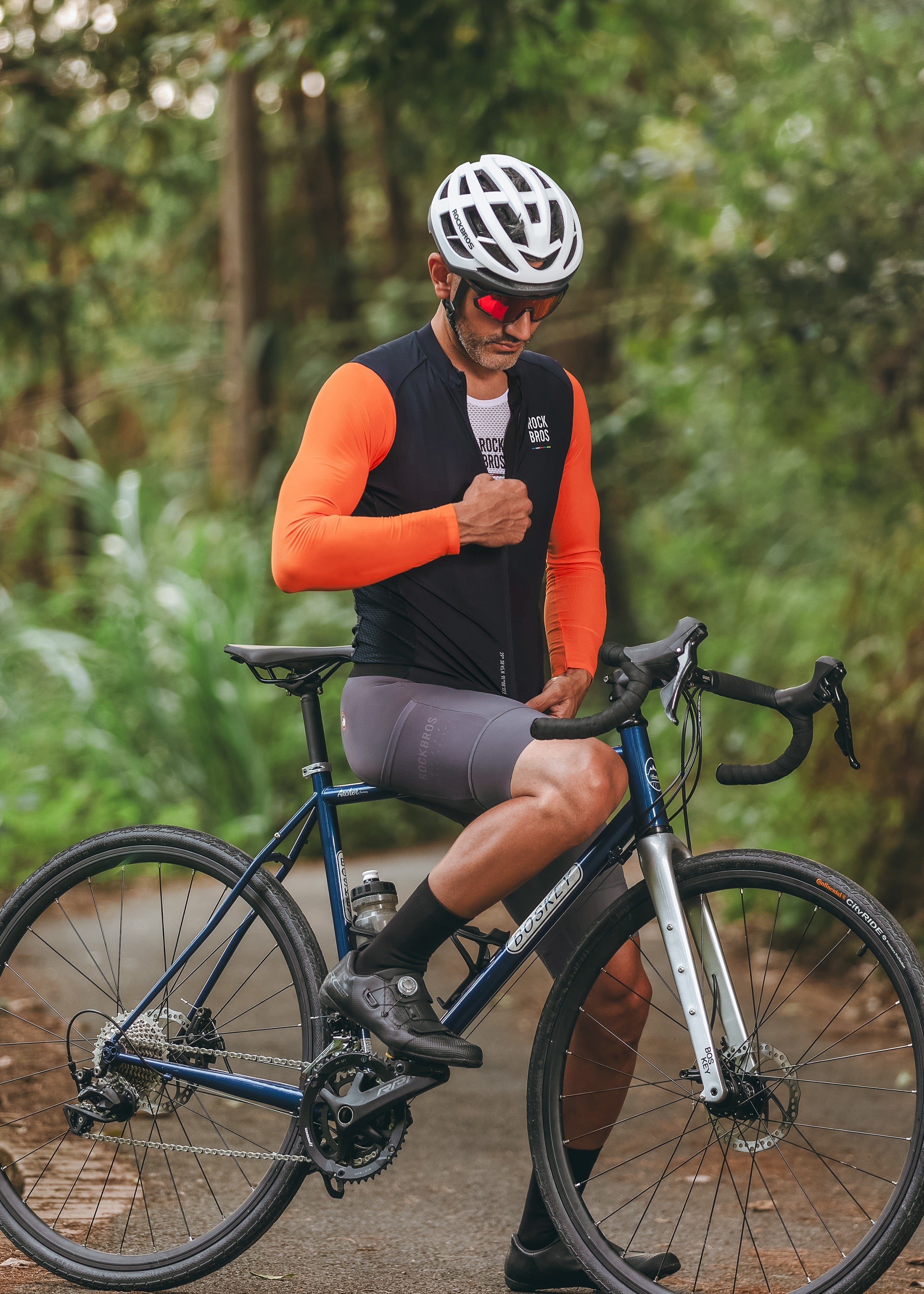 ROCKBROS Road-to-Sky Men's Cycling Long-Sleeved Jersey #Color_Navy Blue