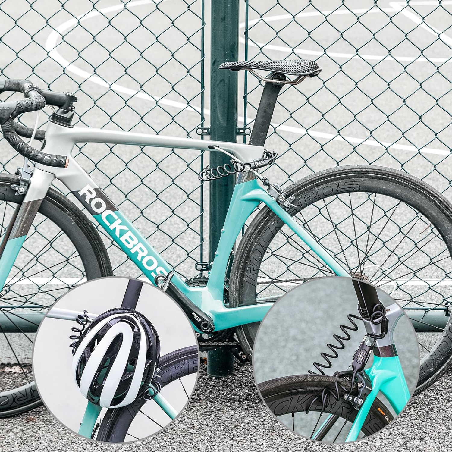 ROCKBROS Bike Lock Cable Combination Bicycle Lock - 6FT Long, Portable, Anti-Theft - ROCKBROS