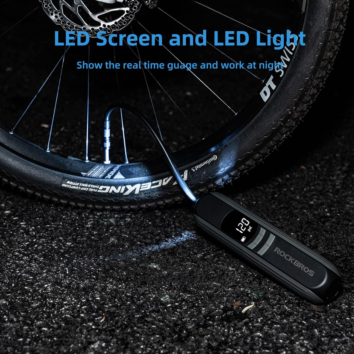 ROCKBROS A10 Electric Bike Tire Pump 150 Psi Inflator Portable Air Compressor - ROCKBROS