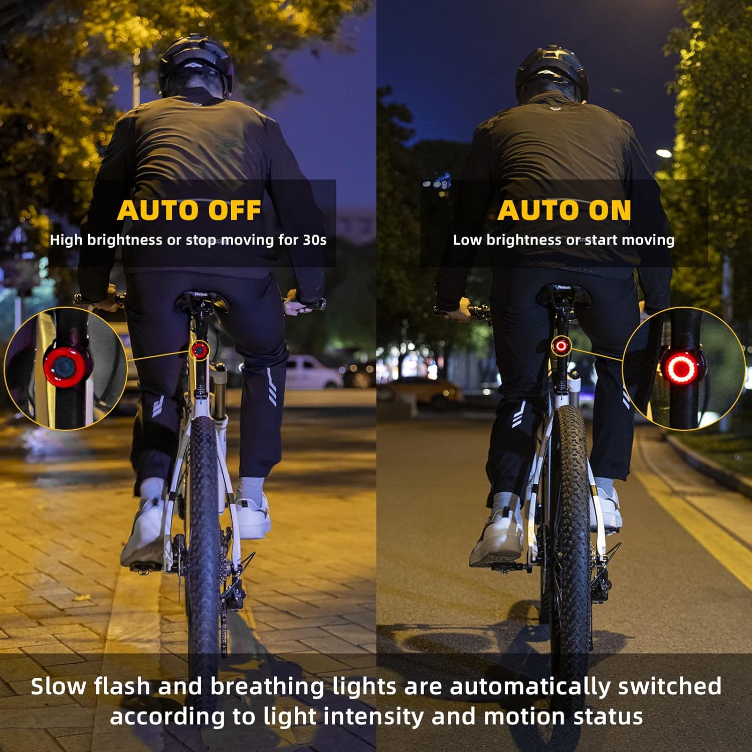 ROCKBROS Q3 Bike Tail Light USB Rechargeable IPX6 Waterproof 4 Light Modes - ROCKBROS