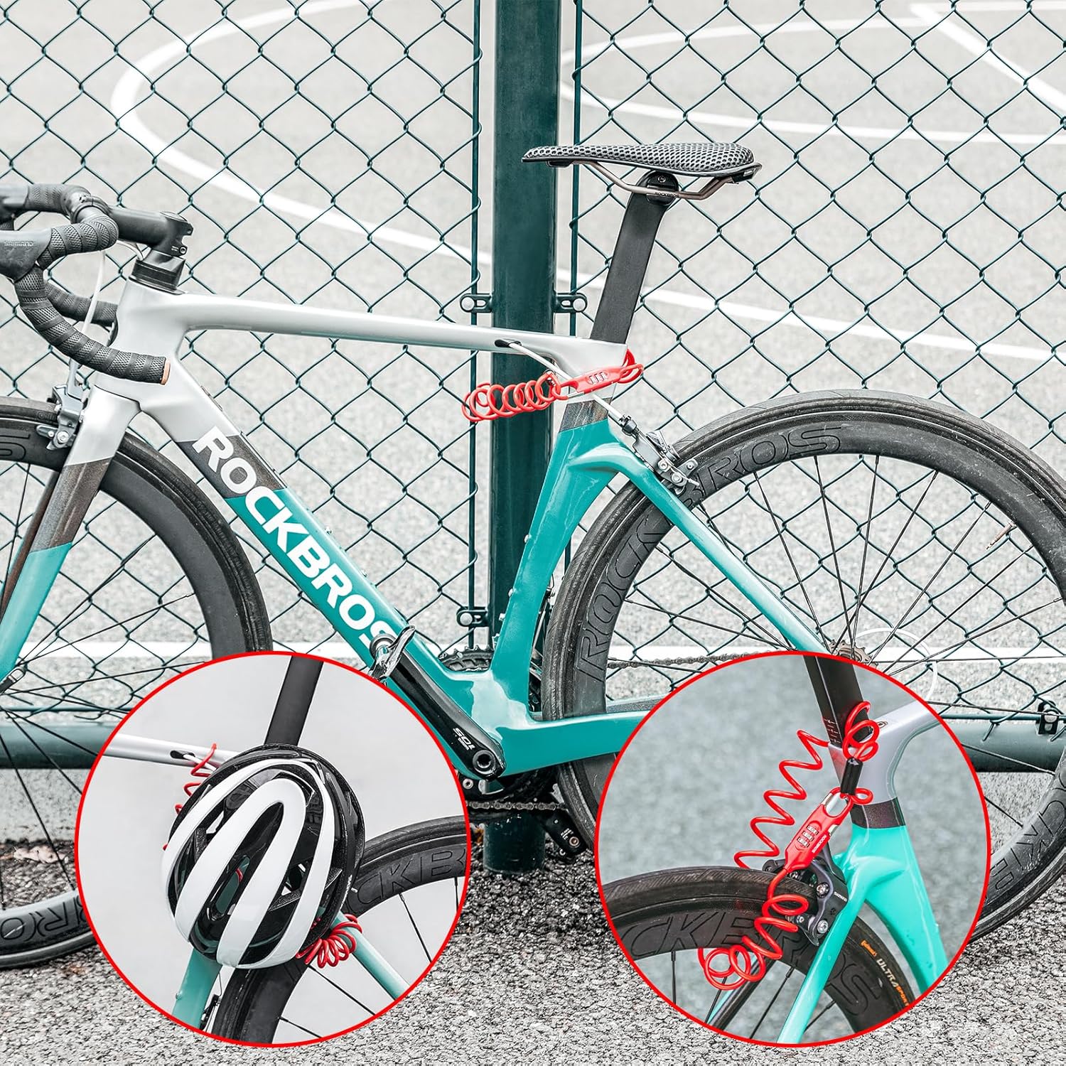 ROCKBROS Bike Lock Cable Combination Bicycle Lock - 6FT Long, Portable, Anti-Theft - ROCKBROS