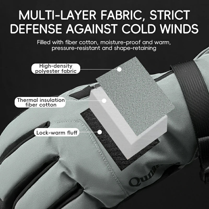Qunature Ski Gloves Multi-Fabric, Touchscreen, Warmth Lock