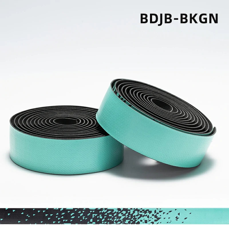 Two rolls of turquoise and black tape on a white background with 'BDJB-BKGN' text. #Color_Green