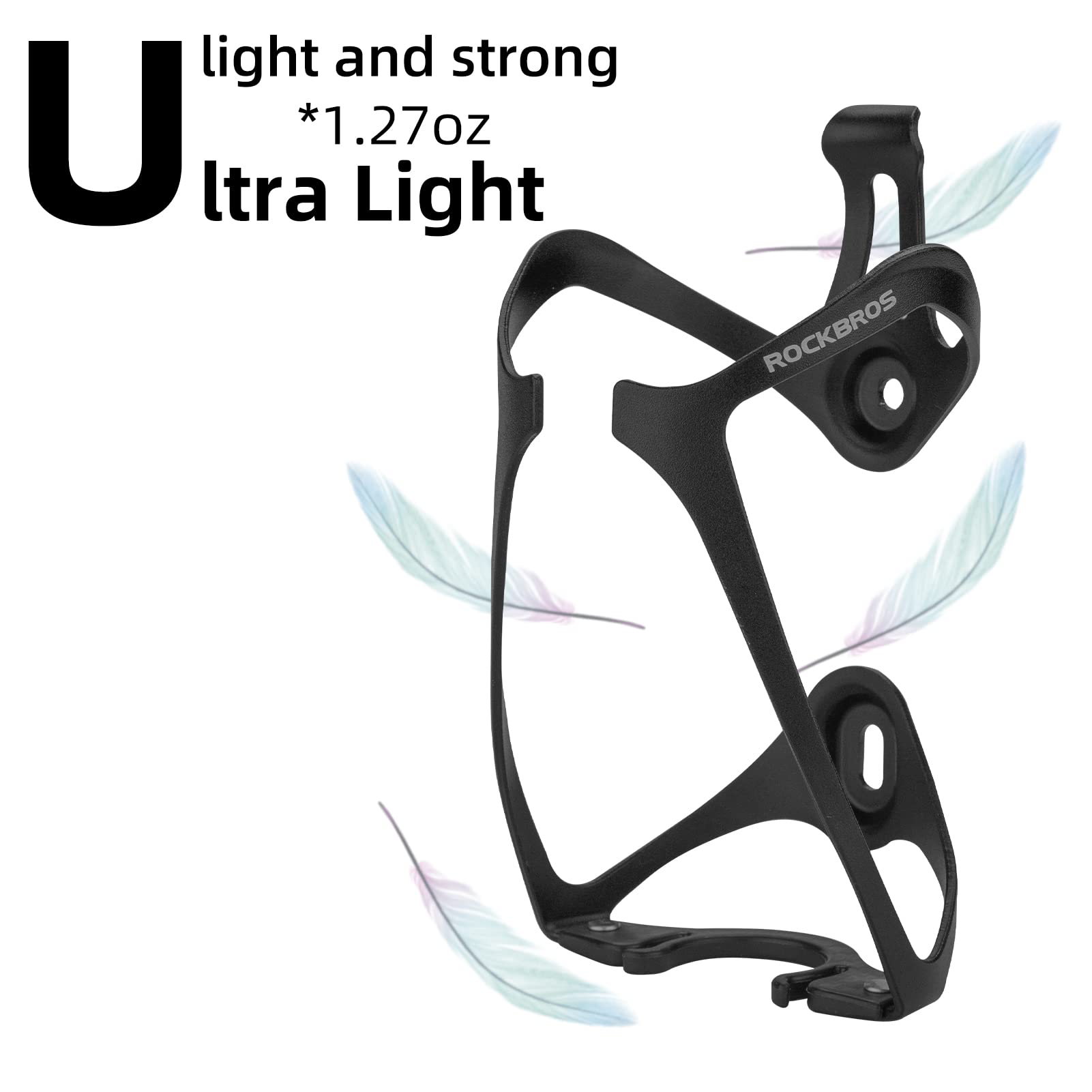 ROCKBROS Lightweight Aluminum Bike Water Bottle Cage Secure Adjustable Holder for Cycling