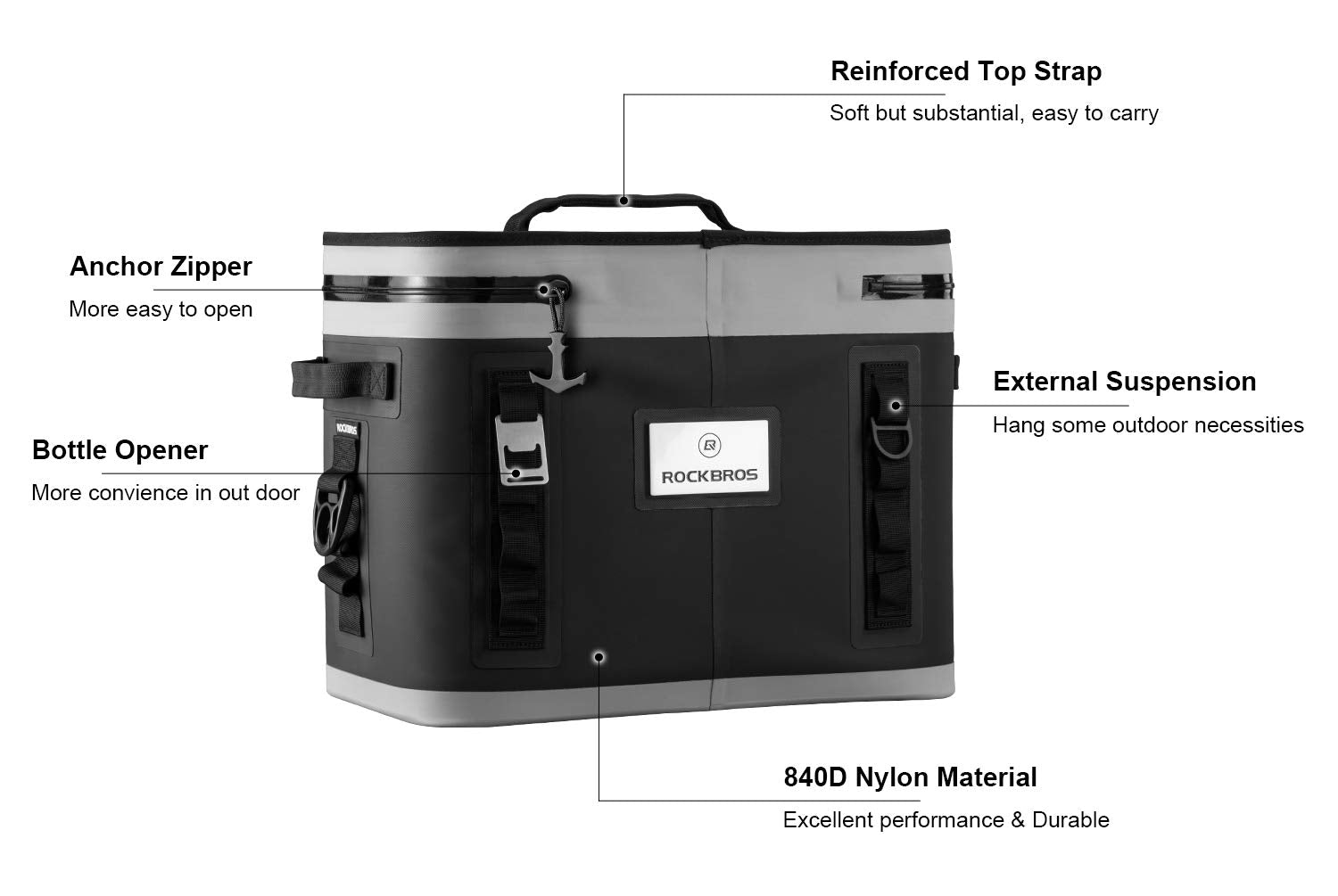 ROCKBROS Soft Cooler 30 Can Insulated Leak Proof Soft Pack - ROCKBROS