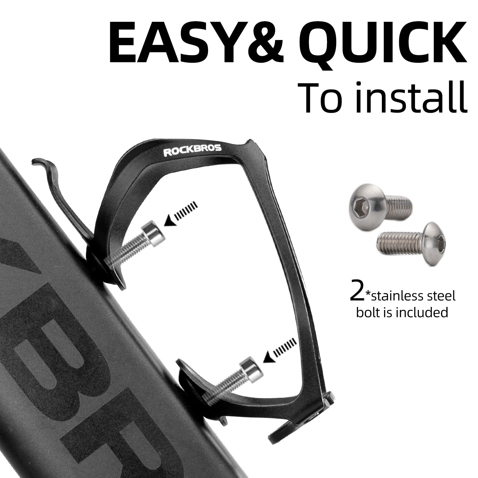 ROCKBROS Lightweight Aluminum Bike Water Bottle Cage Secure Adjustable Holder for Cycling