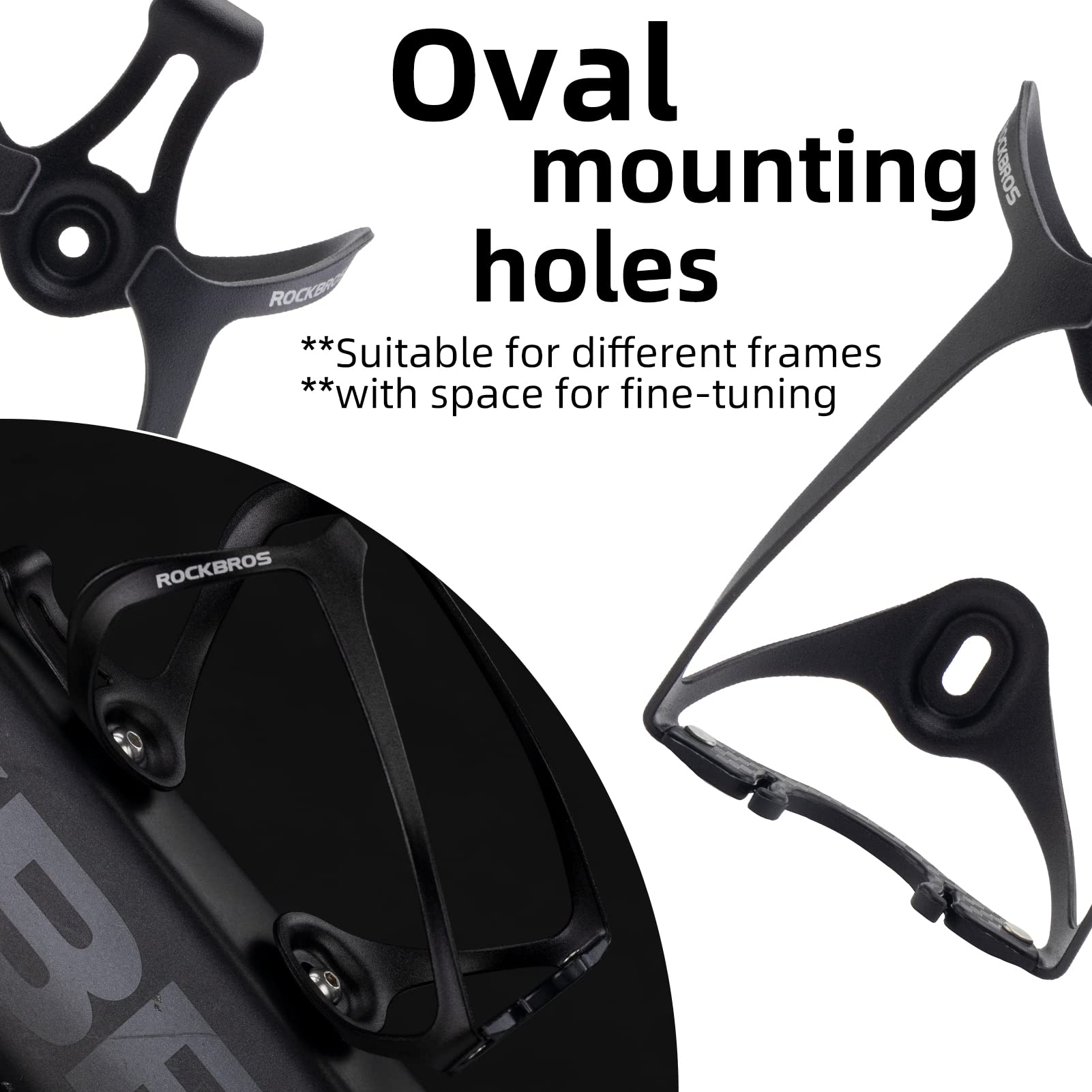 ROCKBROS Lightweight Aluminum Bike Water Bottle Cage Secure Adjustable Holder for Cycling