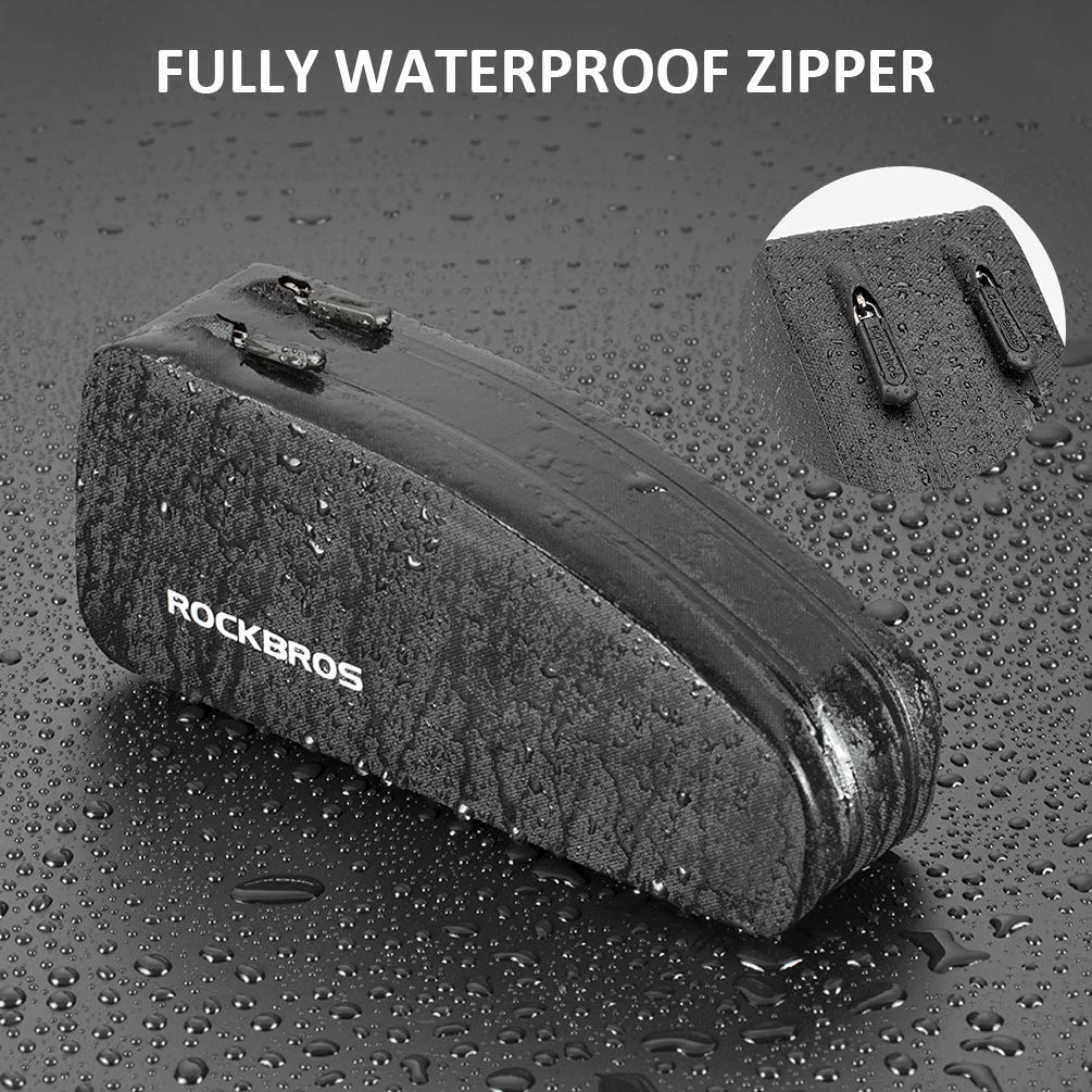 ROCKBROS Bike Bag Top Tube Bike Frame Bag Waterproof Two Zipper Pockets