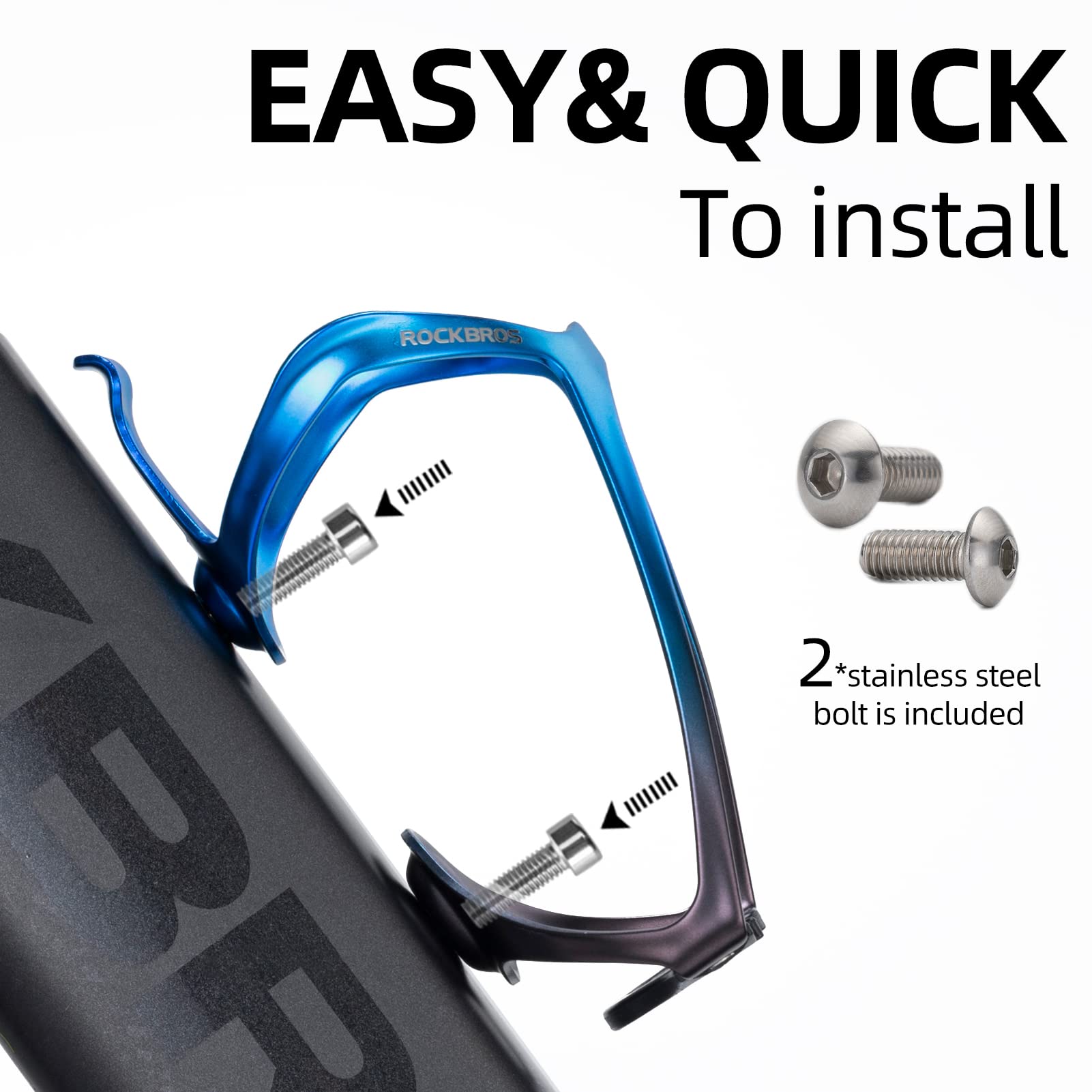 ROCKBROS Lightweight Aluminum Bike Water Bottle Cage Secure Adjustable Holder for Cycling