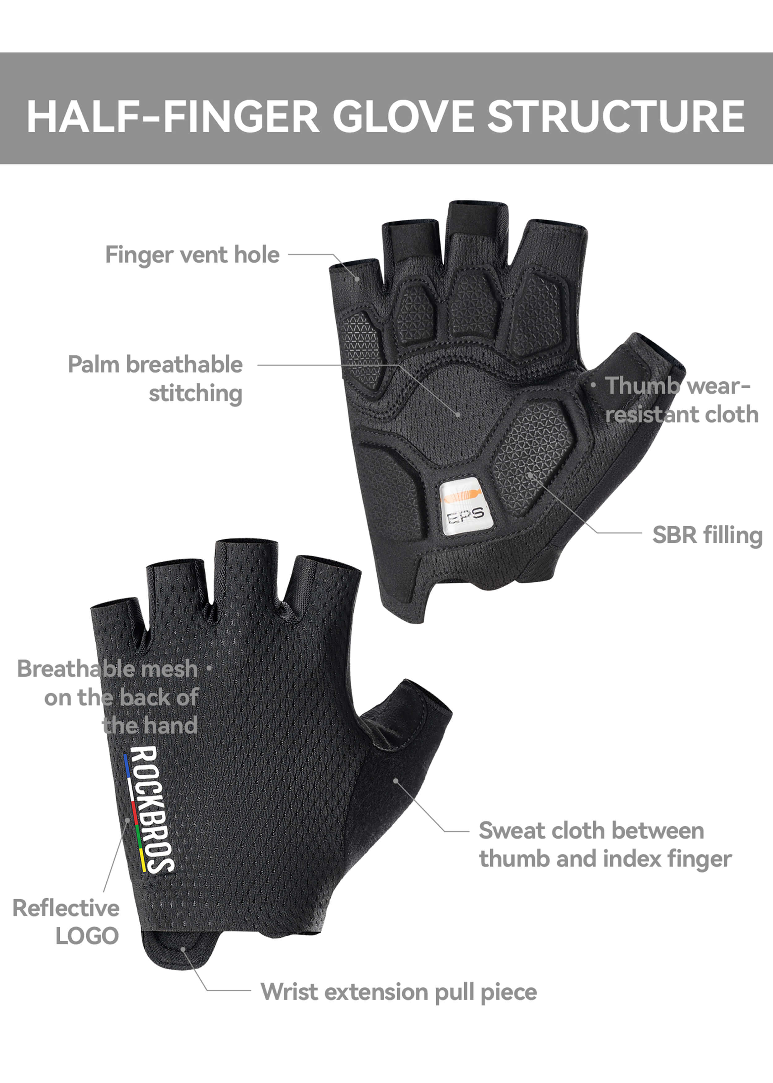 Breathable Anti-Slip Half Finger Cycling Gloves | ROAD TO SKY