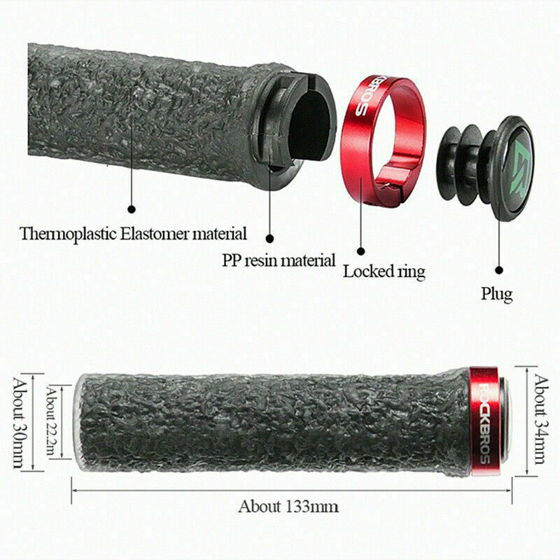 ROCKBROS Mountain Road Bike Grips Bicycle Handlebar Grips Double Lock-on 2.22cm - ROCKBROSUSA