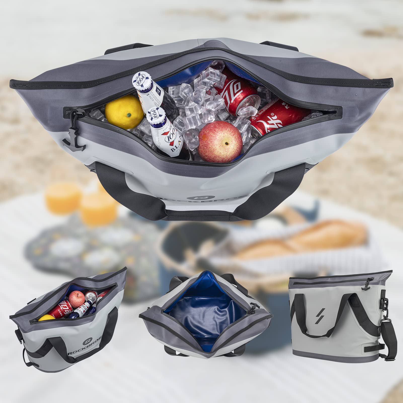 ROCKBROS Soft Cooler Insulated Leak Proof Cooler Bag Portable 36 Can - ROCKBROS