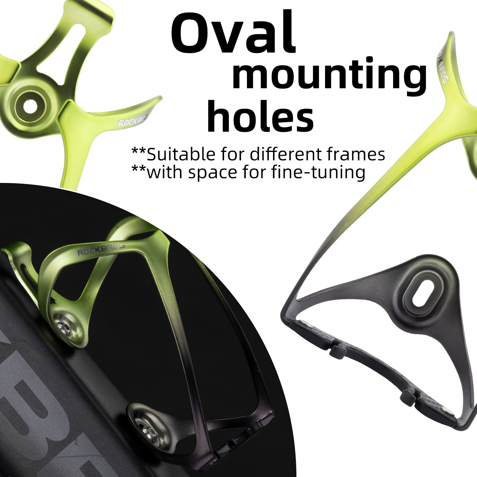 ROCKBROS Lightweight Aluminum Bike Water Bottle Cage Secure Adjustable Holder for Cycling