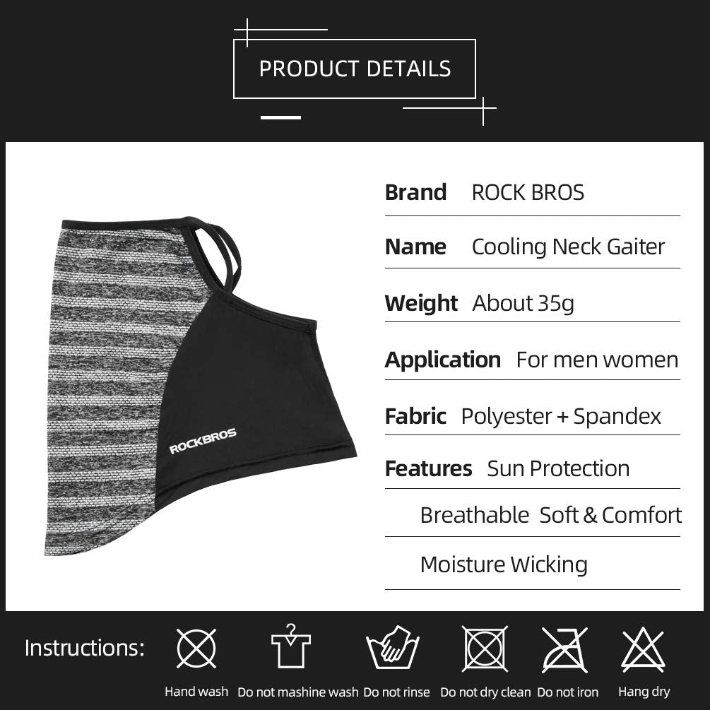 ROCKBROS Cooling Neck Gaiter with Ear Loops Bandana Face Scarf Mask for Men Women - ROCKBROS