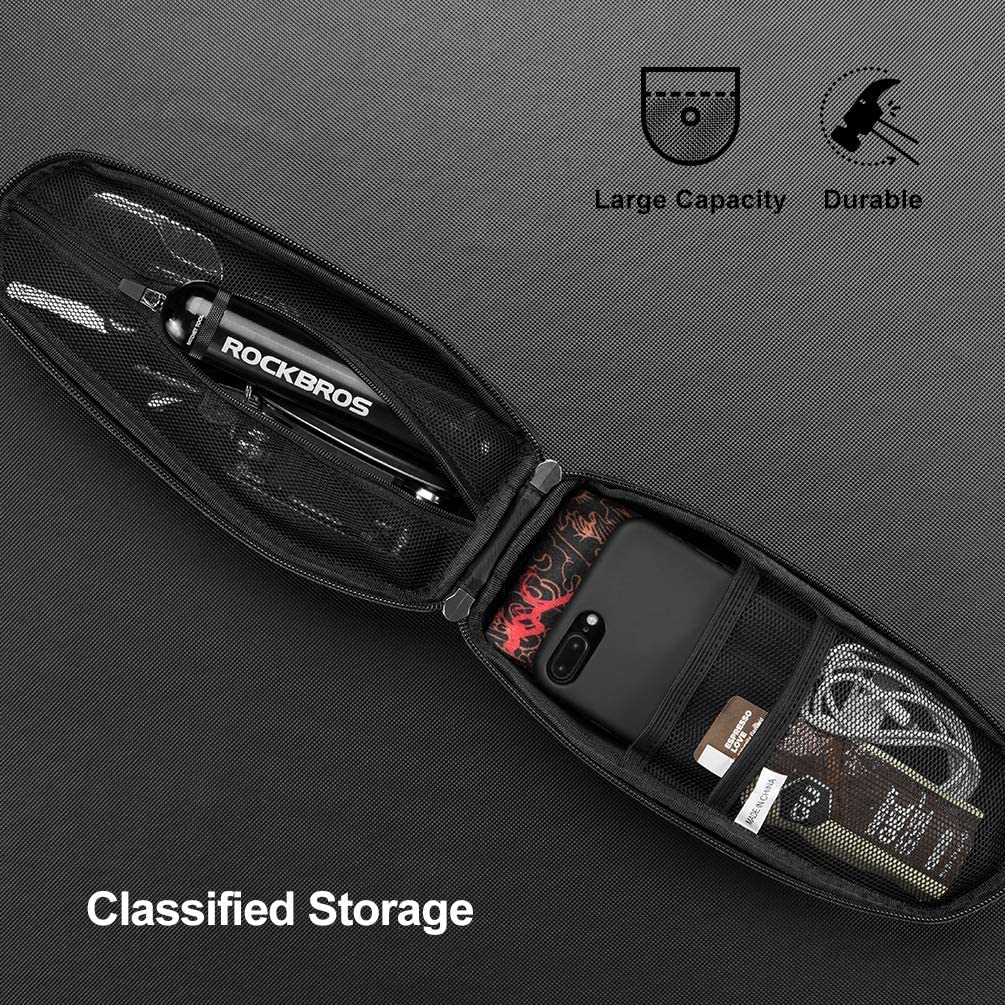 ROCKBROS Top Tube Bike Bag Bike Front Frame Bag EVA Bicycle Bag Below 6.2"/6.5"