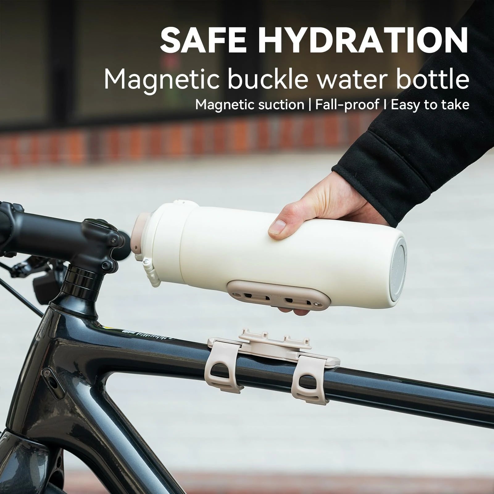 Bike Water Bottle 2-in-1 Magnetic Mount Insulated Stainless Steel 18.6oz