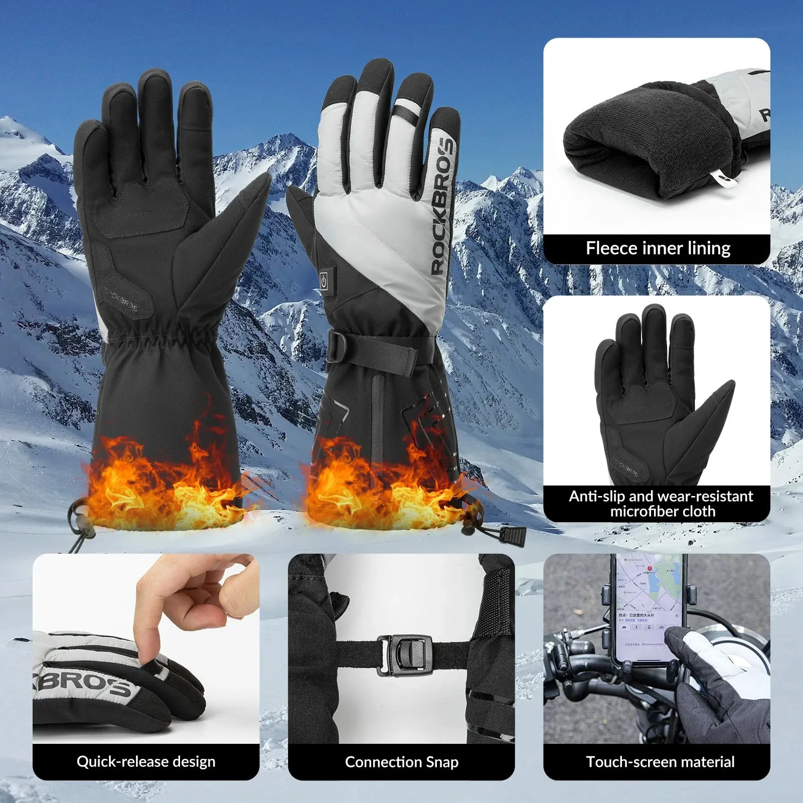 Composite fibre heating gloves for winter rides