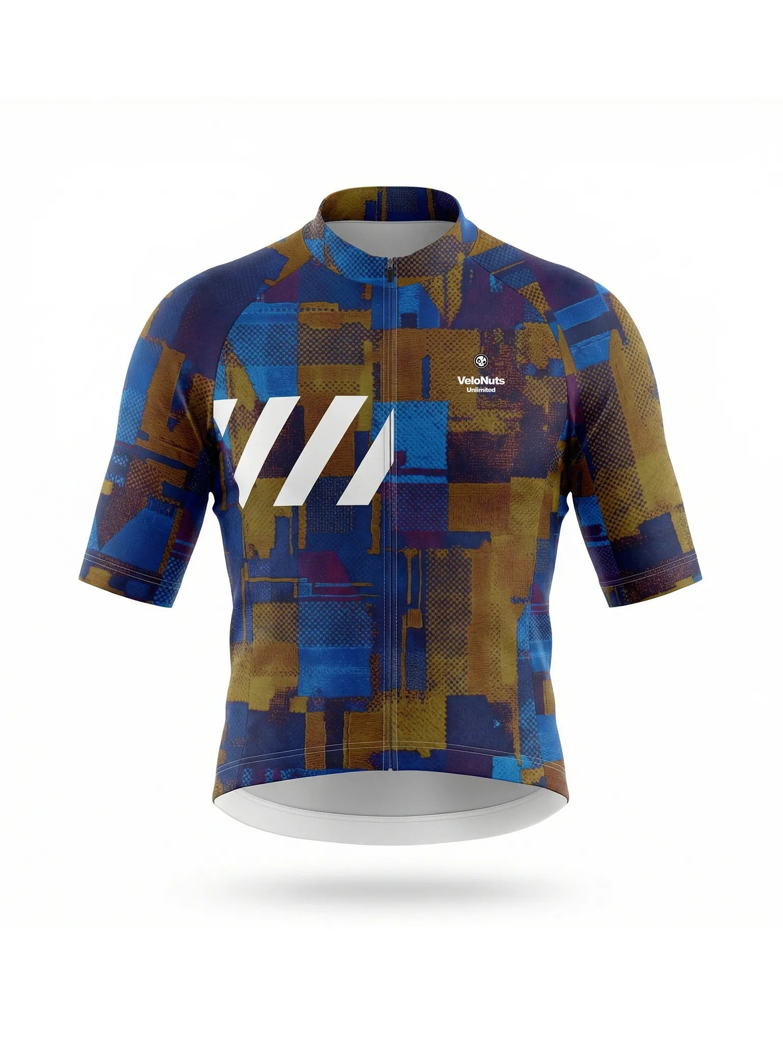 Men's Cycling Jersey Terrain Blocks#Type_Cobalt Rust Blocks