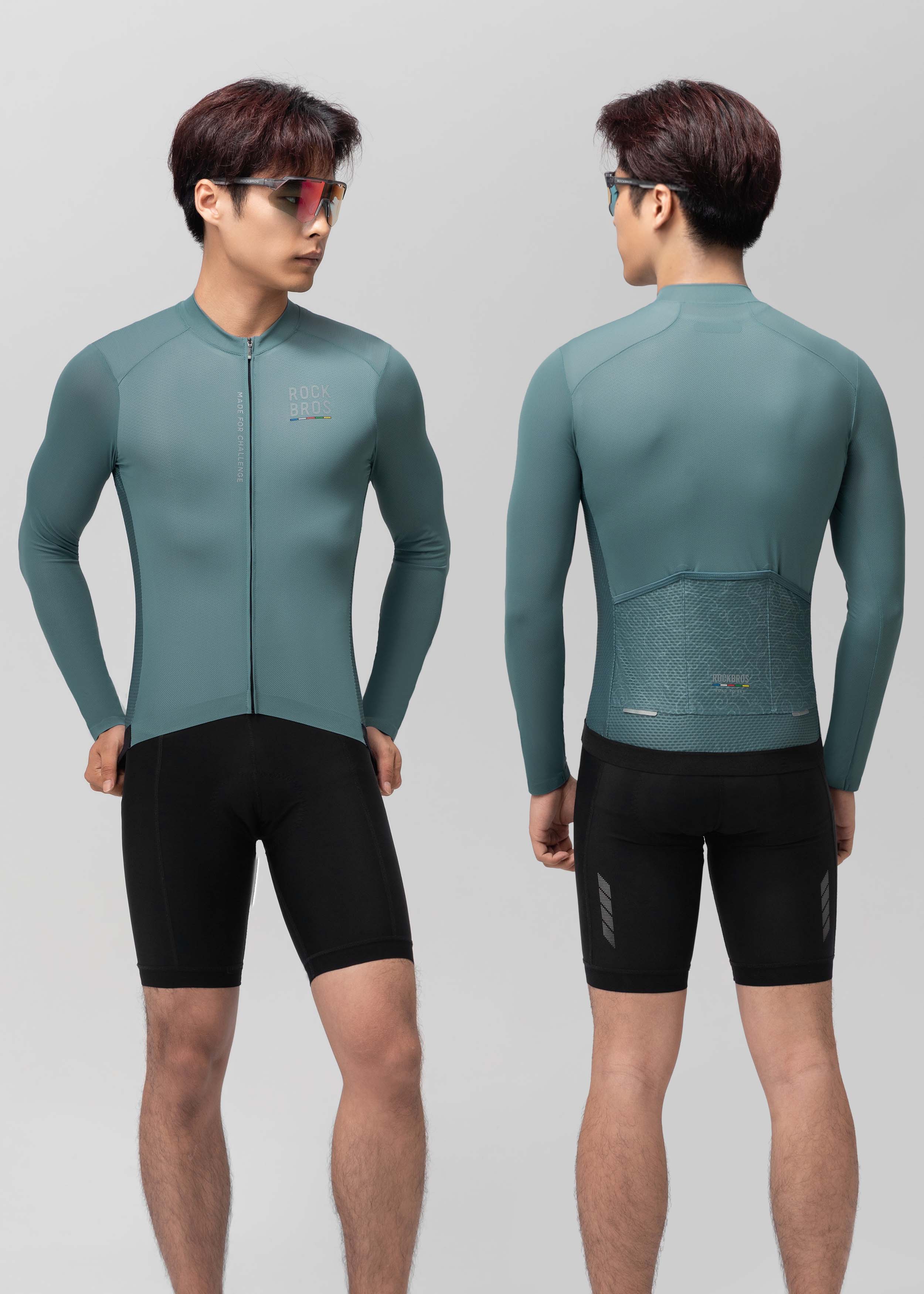 ROAD TO SKY Men's Cycling Long Sleeve Jersey ¢ò Mist Gray