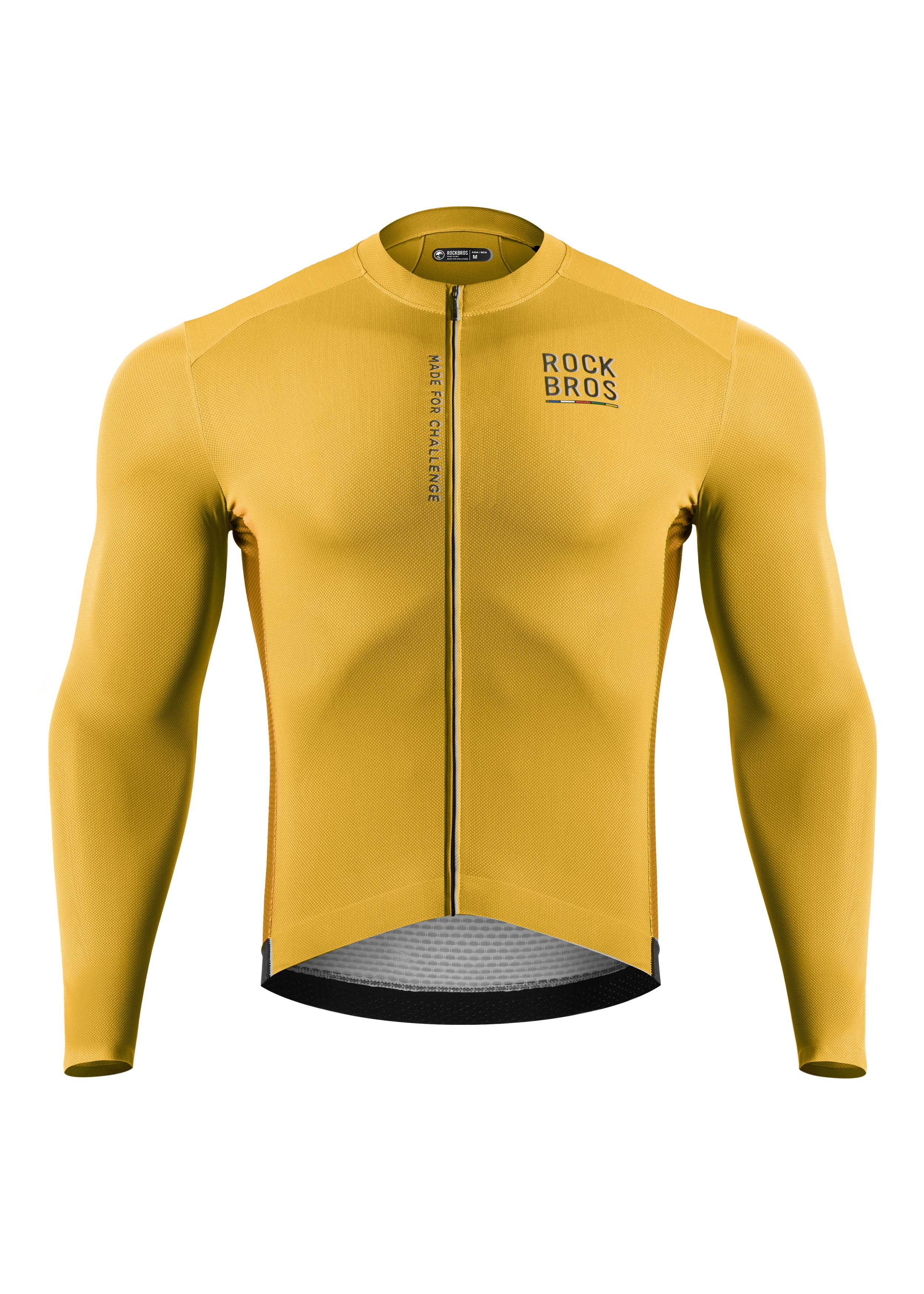 ROAD TO SKY Men's Cycling Long Sleeve Jersey ¢ò Yellow-Brown