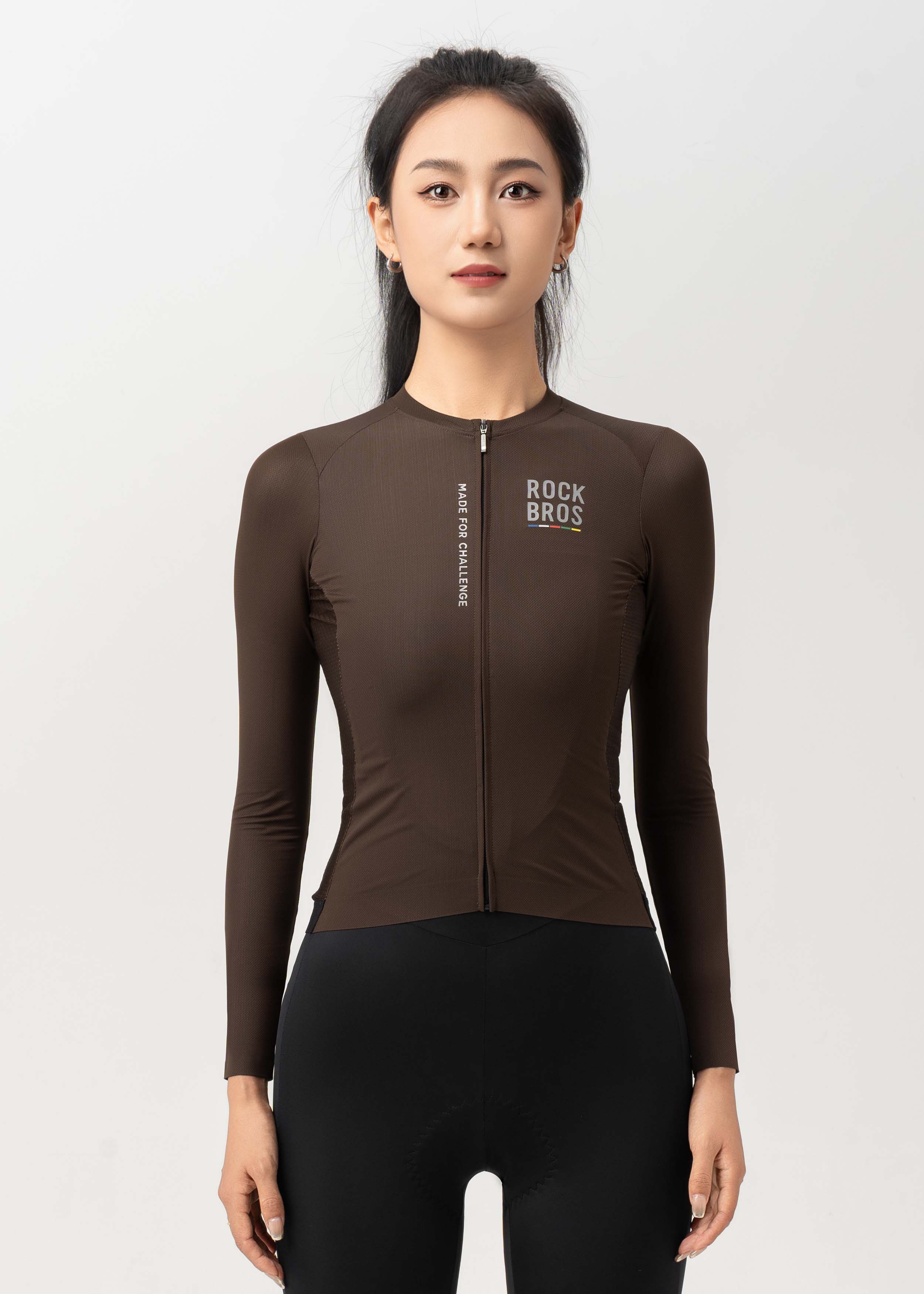 ROAD TO SKY Women's Cycling Long-Sleeved Jersey ¢ò Dark Brown