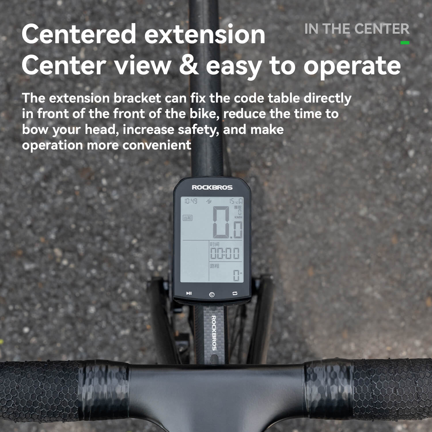 ROCKBROS Bicycle Computer Stand Handlebar Extension Bracket featuring versatile compatibility with bike computers and an integrated GoPro adapter for capturing cycling moments.