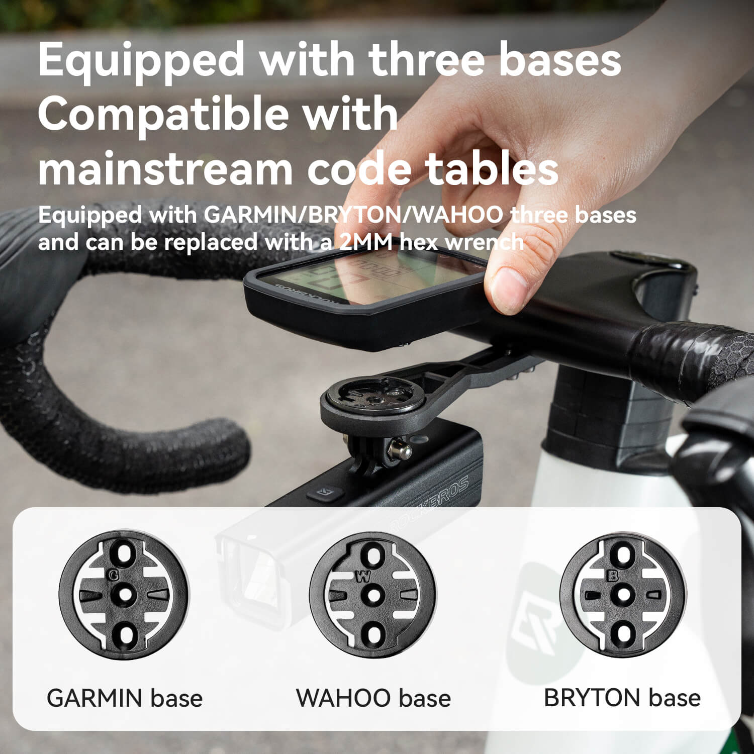 ROCKBROS Bicycle Computer Stand Handlebar Extension Bracket featuring versatile compatibility with bike computers and an integrated GoPro adapter for capturing cycling moments.