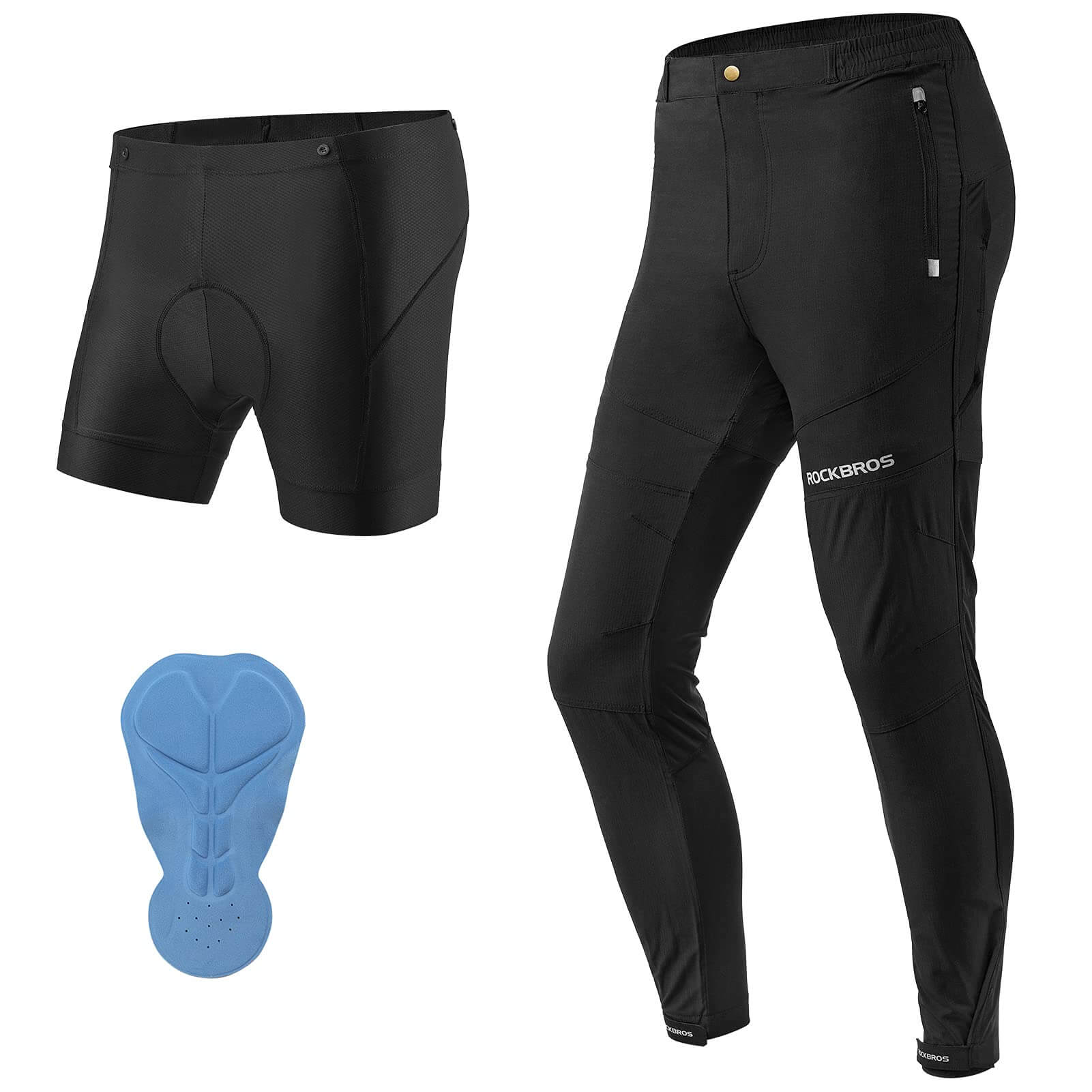 ROCKBROS 2-in-1 Cycling Trousers with Quick-Dry Padding - Convertible & Breathable Bike Pants