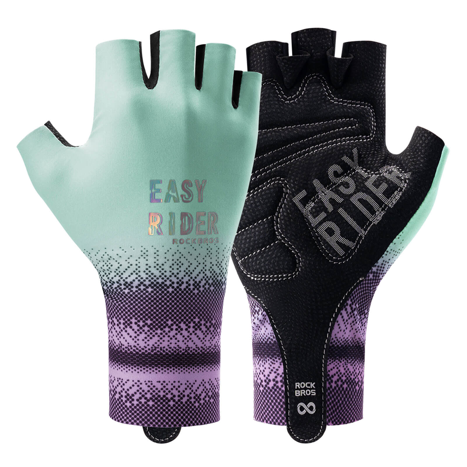 ROCKBROS Half-Finger Women Cycling Gloves Summer Gradient, Green / S