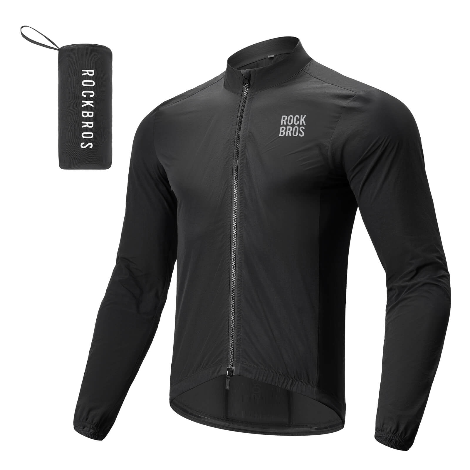 ROCKBROS Long-Sleeve Cycling Windbreaker Jacket – Ultimate Weather Protection! #Color_Black