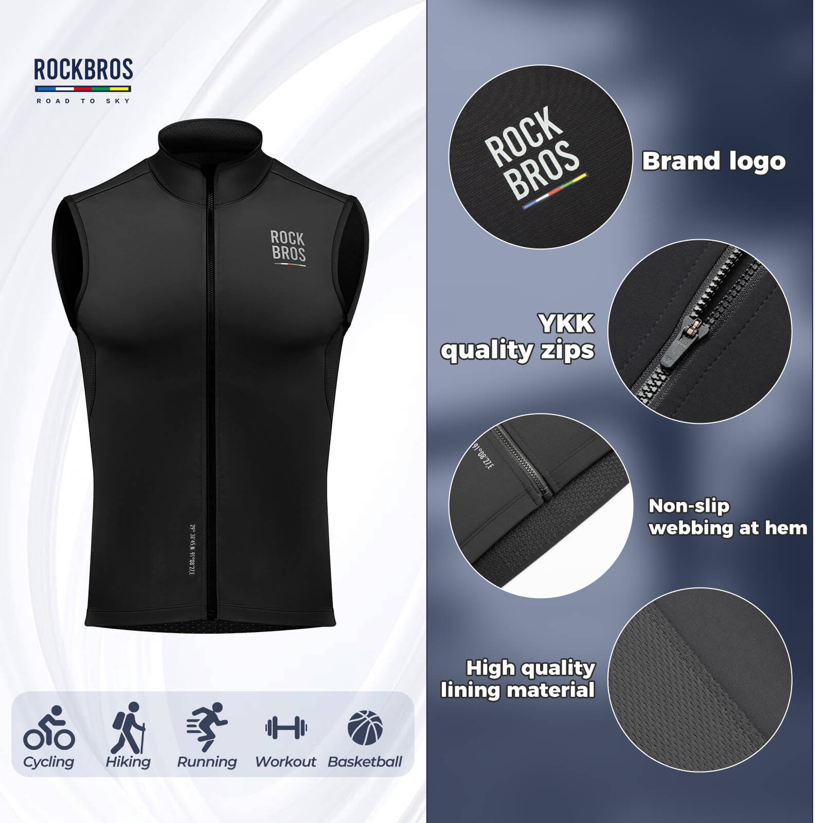 all-groups ROCKBROS Men¡¯s Cycling Vest - Windproof for Spring & Autumn