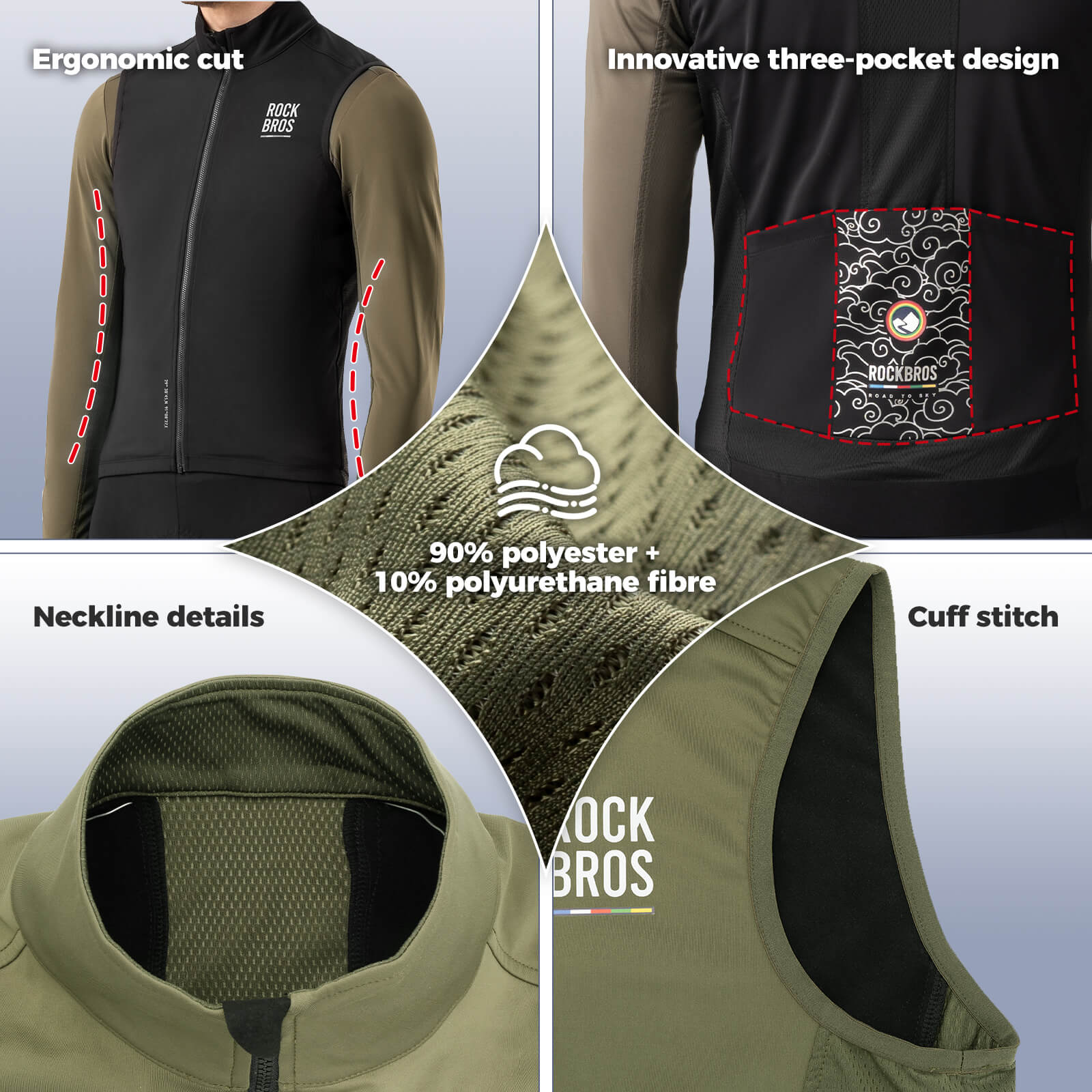 all-groups ROCKBROS Men¡¯s Cycling Vest - Windproof for Spring & Autumn
