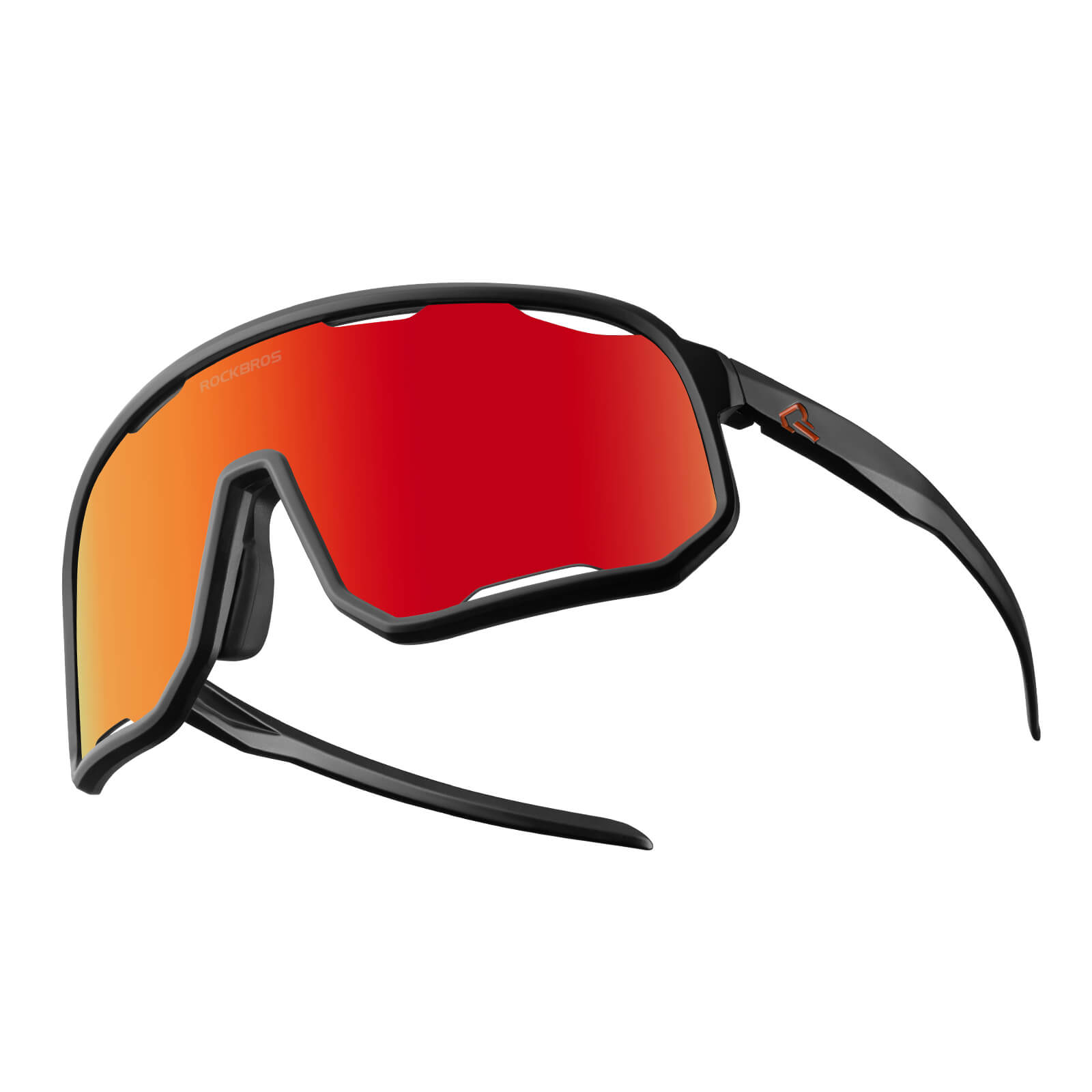 ROCKBROS polarized sunglasses, UV400 protection, transparent cycling glasses, windproof, TR90 frame, perfect for cycling and outdoor sports. #color_black-sand-polarized-purple-red