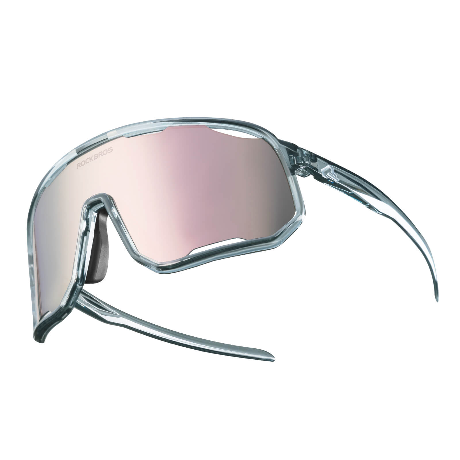 over glasses cycling goggles Transparent Windproof Polarized Cycling Glasses, Transparent gray/Polarized light pink