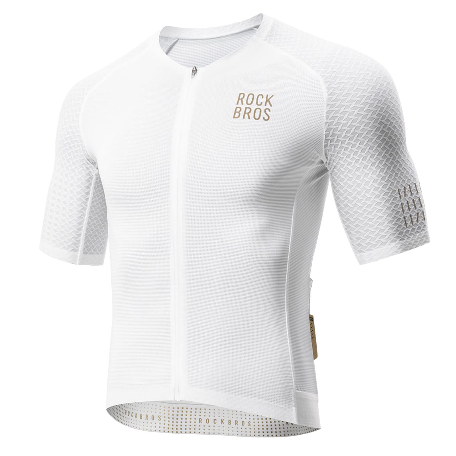 ROCKBROS Men’s Cycling Jersey – Diamond Pattern | Ride Hard, Stay Stylish! #Color_White