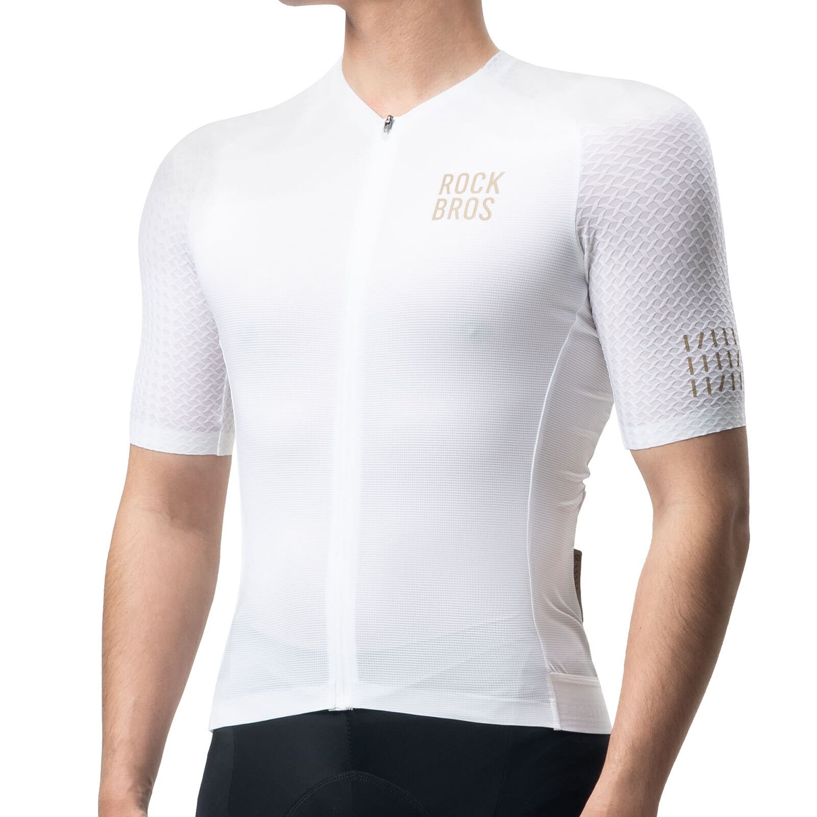 ROCKBROS Men’s Cycling Jersey – Diamond Pattern | Ride Hard, Stay Stylish! #Color_White