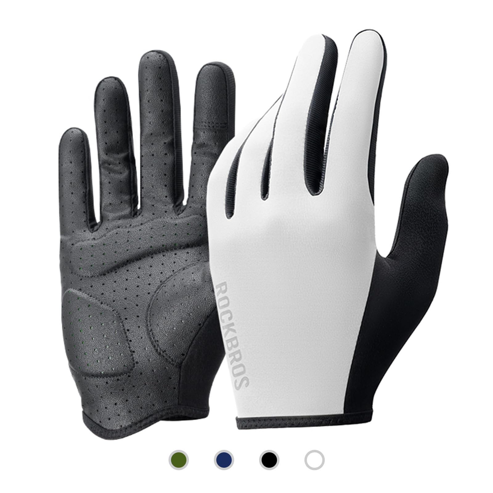 ROCKBROS Road-to-Sky Spring Summer Cycling Gloves Full Finger Touch Screen #Color_White
