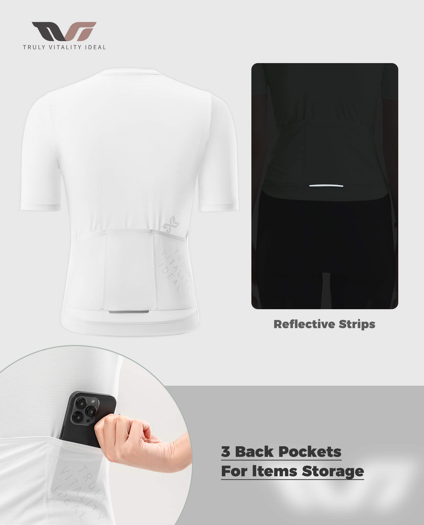 ROCKBROS women's TVI solid color short-sleeve cycling jersey
#Color_White