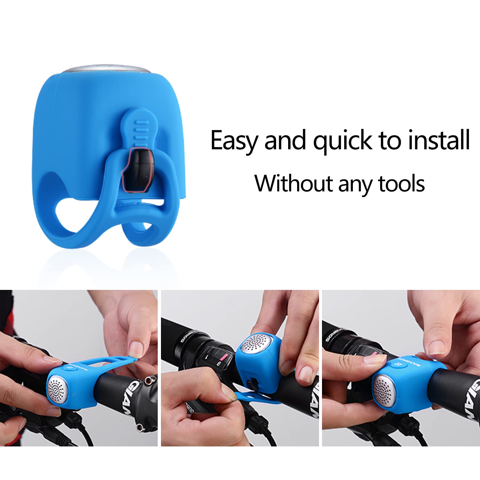 ROCKBROS Electric Bicycle Bells Loud Horn Ring Rainproof 3 Modes 90DB - ROCKBROS