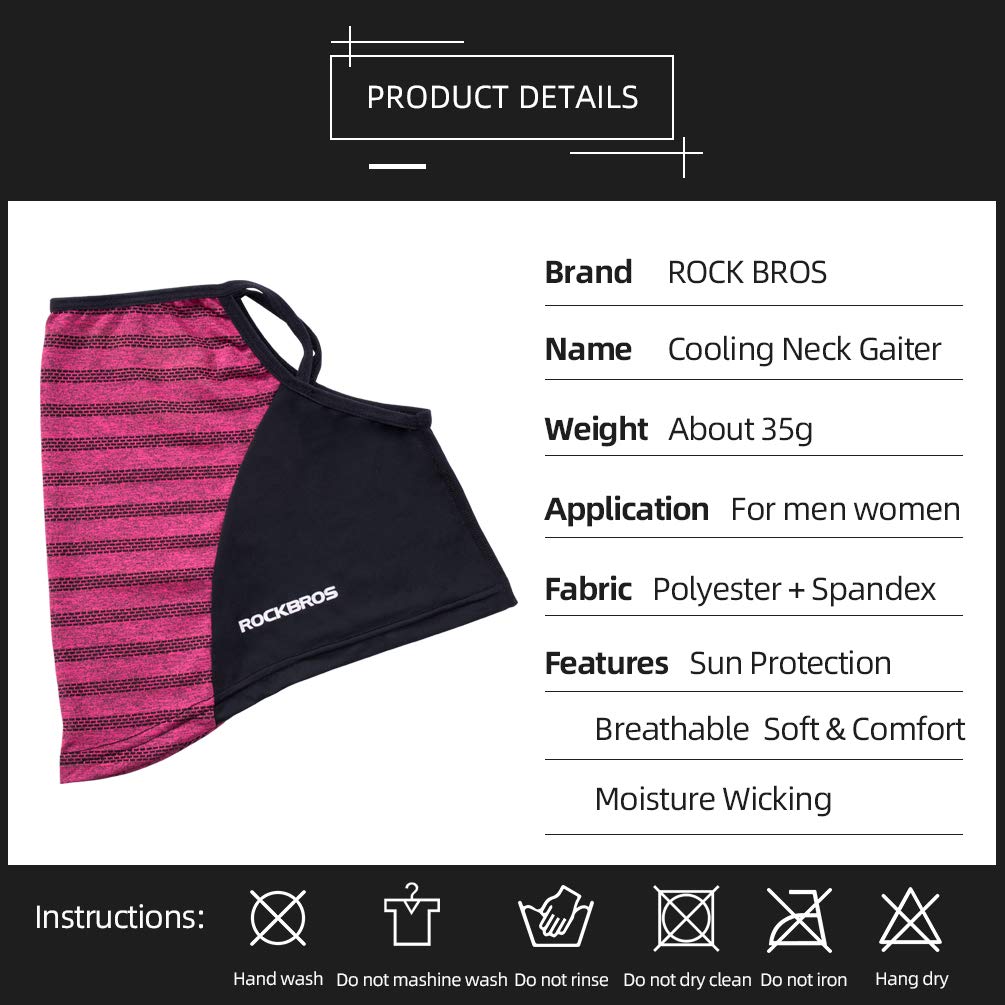 ROCKBROS Cooling Neck Gaiter with Ear Loops Bandana Face Scarf Mask for Men Women - ROCKBROS